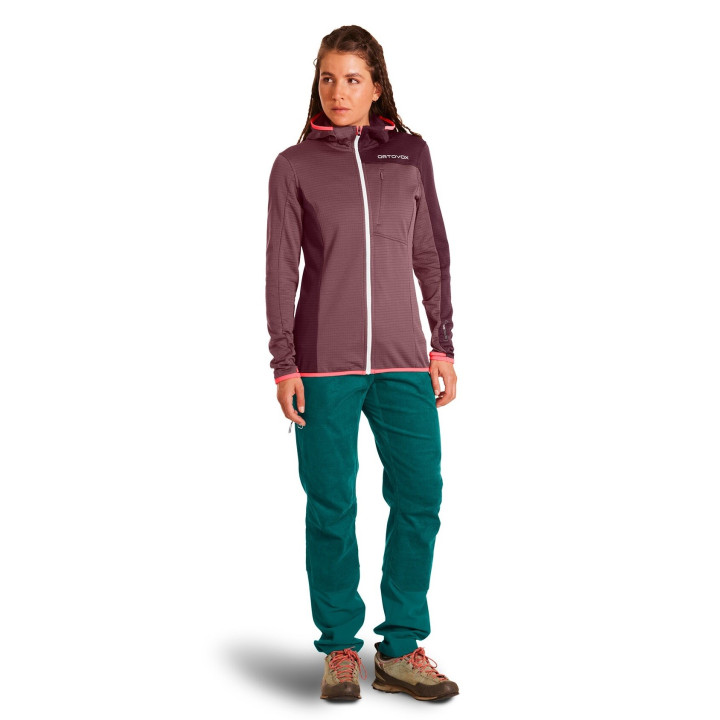 Bluza ORTOVOX FLEECE LIGHT GRID HOODY Women dirty daisy