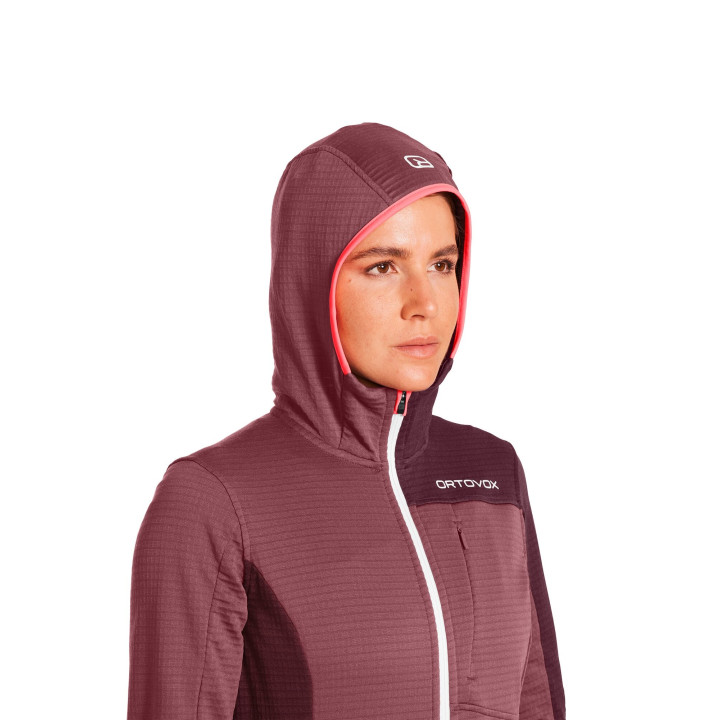 Bluza ORTOVOX FLEECE LIGHT GRID HOODY Women dirty daisy
