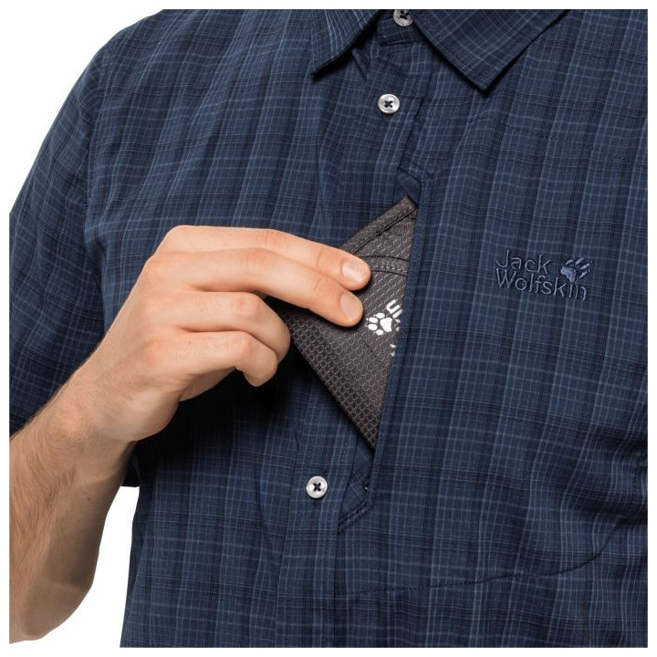Koszula JACK WOLFSKIN  RAYS STRETCH VENT SHIRT MEN night blue checks