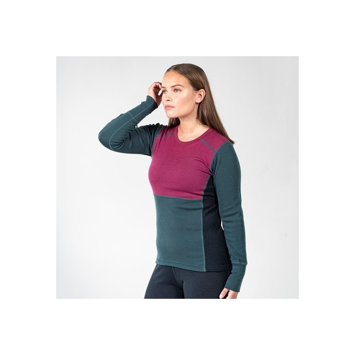 Koszulka DEVOLD Lauparen Merino 190 Women beetroot/woods/ink