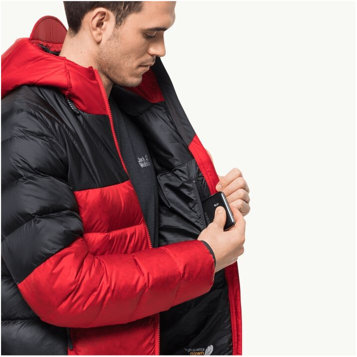 KURTKA PUCHOWA JACK WOLFSKIN NEBELHORN DOWN HOODY M adrenaline red