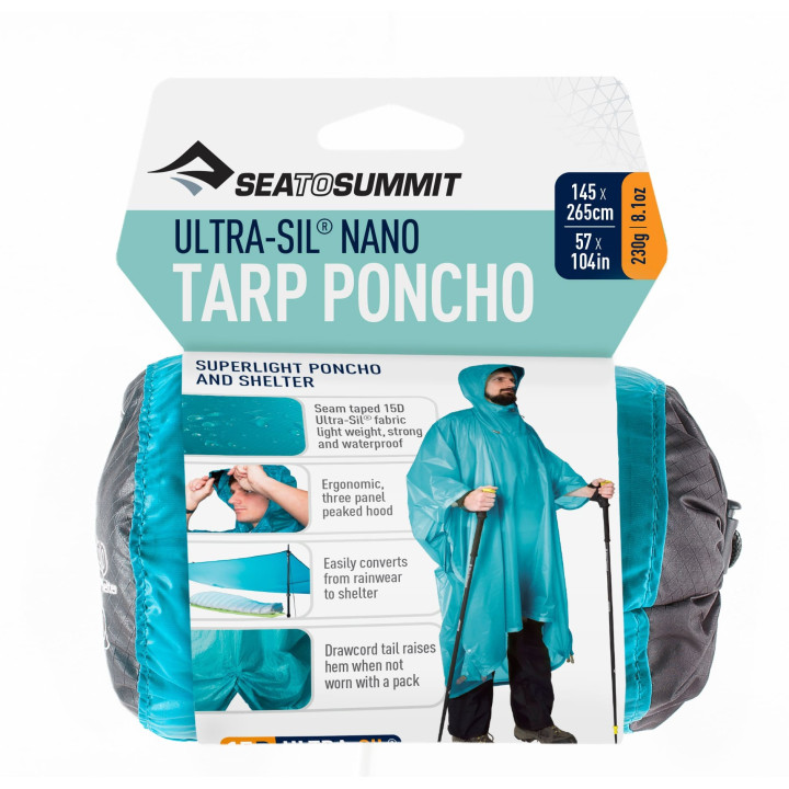 Poncho przeciwdeszczowe SEA TO SUMMIT Ultra-Sil Nano Tarp Poncho 15D pacific blue