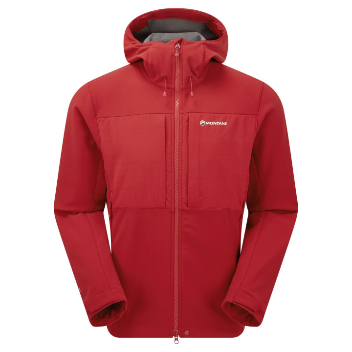 Kurtka MONTANE Men's Windjammer XPD Hooded Softshell Jacket acer red