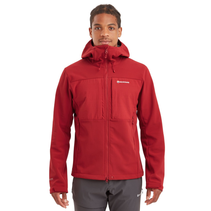 Kurtka MONTANE Men's Windjammer XPD Hooded Softshell Jacket acer red