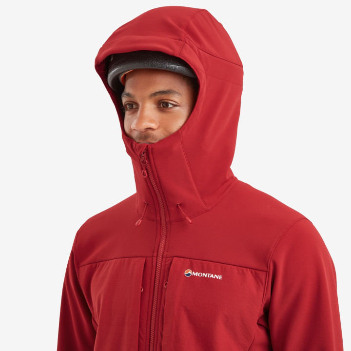 Kurtka MONTANE Men's Windjammer XPD Hooded Softshell Jacket acer red