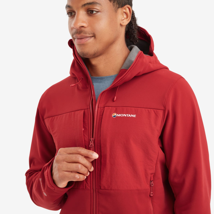 Kurtka MONTANE Men's Windjammer XPD Hooded Softshell Jacket acer red