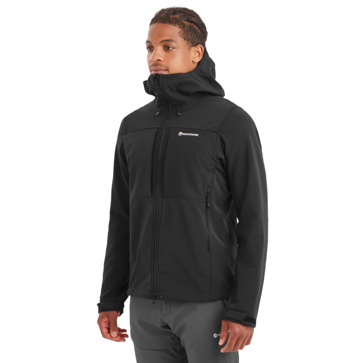 Kurtka MONTANE Men's Windjammer XPD Hooded Softshell Jacket black