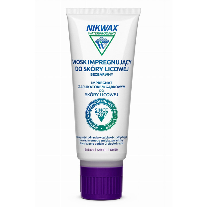 Wosk impregnujący do skóry licowej NIKWAX 100 ml w gąbce