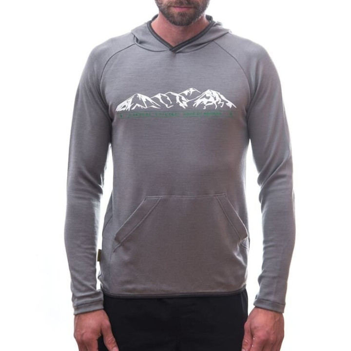 Bluza z kapturem Sensor Merino UP Fleece Hooded grey mountains