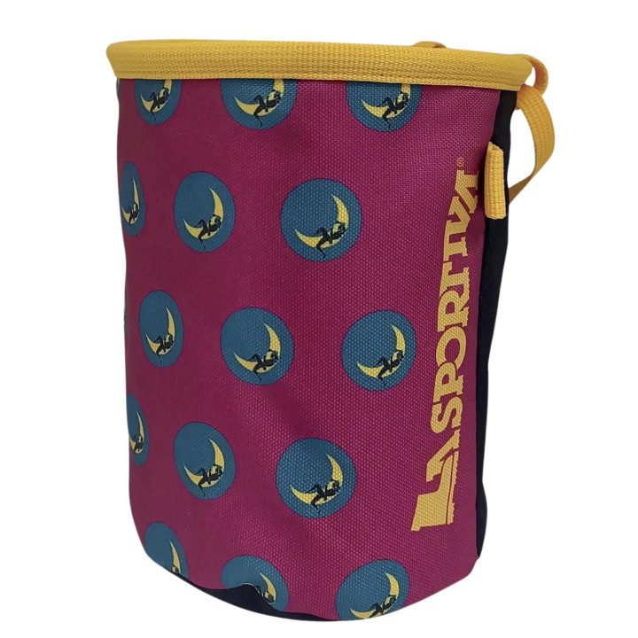 Worek na magnezję La Sportiva Climbing On The Moon Chalk Bag fucsia/giallo