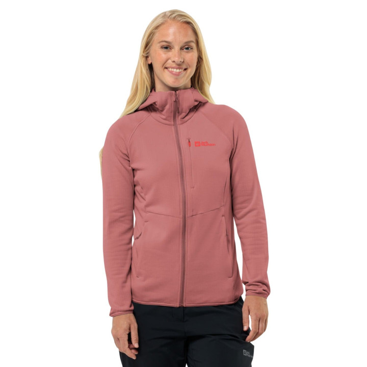 Bluza polarowa JACK WOLFSKIN Kolbenberg Hooded Fz Woman mineral red