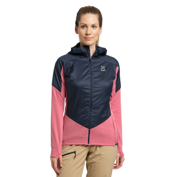 Bluza HAGLOFS L.I.M HYBRID HOOD WOMEN tulip pink/tarn blue
