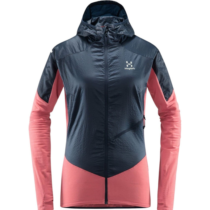 Bluza HAGLOFS L.I.M HYBRID HOOD WOMEN tulip pink/tarn blue