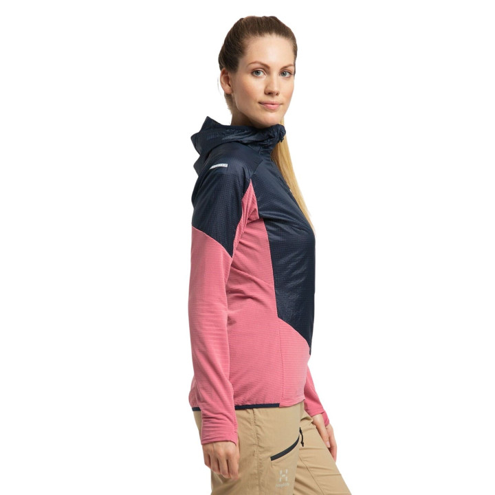 Bluza HAGLOFS L.I.M HYBRID HOOD WOMEN tulip pink/tarn blue