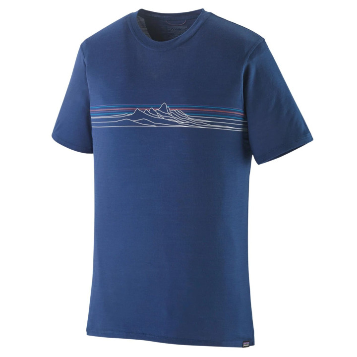 Koszulka PATAGONIA Men's Capilene® Cool Merino Blend Graphic Shirt Strata Stripe: Clement Blue