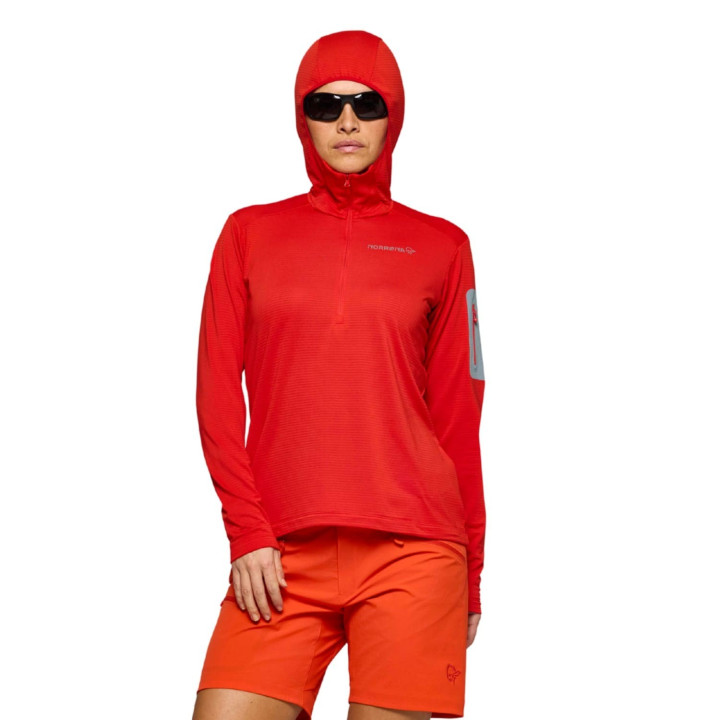 Bluza NORRONA Falketind Warm1 Hood Women aura orange/trooper