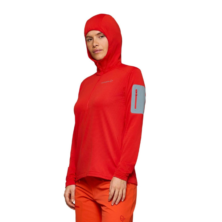 Bluza NORRONA Falketind Warm1 Hood Women aura orange/trooper
