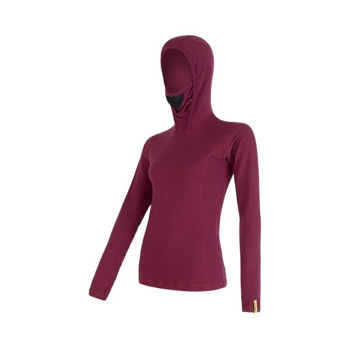 Koszulka SENSOR MERINO DF TEE LS HOODED Woman lilla